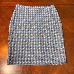 Talbots Womens Houndstooth Pencil Skirt Size 12 Wool Blend Blue & gray